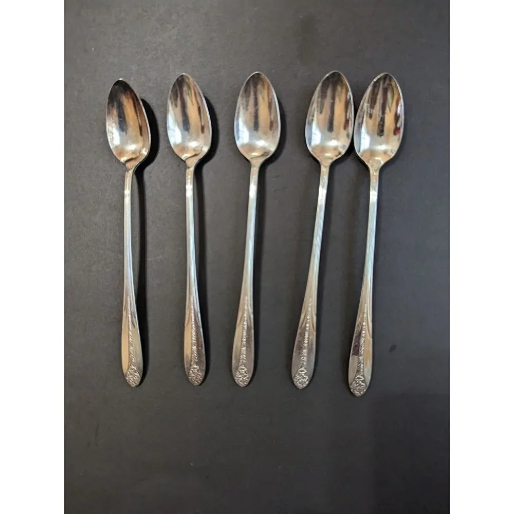 National Silver Co Princess Royal Iced tea spoons silver-plate 1930  7 inch  set
